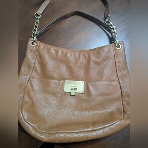 Michael Kors tan pebbled leather hobo shoulder bag